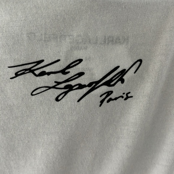 Karl Lagerfeld white with black and red Paris Motif T-Shirt like new condition/M - Picture 3 of 8